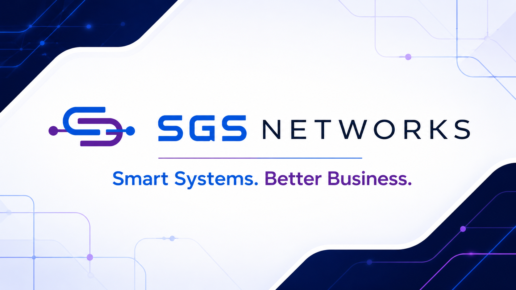 SGS NETWORKS brand visual showing connected business technology systems